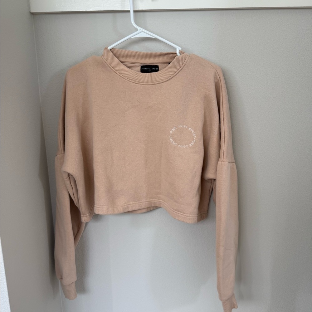 Beige Cropped Sweatshirt